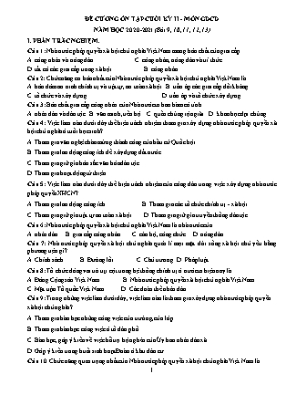 Đề cương ôn tập cuối học kỳ II môn Giáo dục công dân Lớp 11 - Năm học 2020-2021