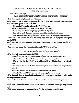 Đề cương ôn tập học kỳ 2 môn Giáo dục công dân Lớp 11 - Năm học 2019-2020