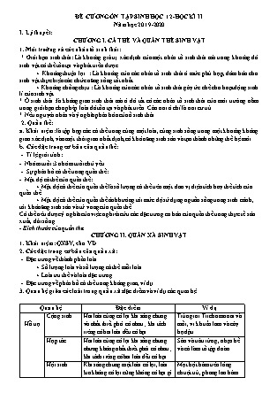 Đề cương ôn tập học kỳ 2 môn Sinh học Lớp 12 - Năm học 2019-2020