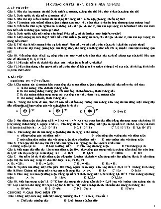 Đề cương ôn tập học kỳ 2 môn Vật lý Lớp 11 - Năm học 2019-2020