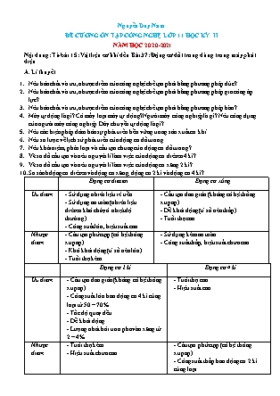 Đề cương ôn tập học kỳ II môn Công nghệ Lớp 11 - Năm học 2020-2021 - Nguyễn Duy Nam