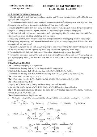 Đề cương ôn tập học kỳ II môn Hóa học Lớp 12 - Năm học 2019-2020 - Trường THPT Yên Hòa