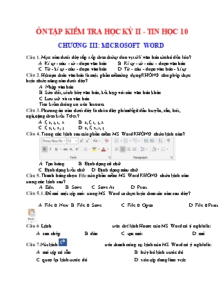 Đề cương ôn tập học kỳ II môn Tin học Lớp 10 - Năm học 2020-2021