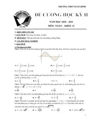 Đề cương ôn tập học kỳ II môn Toán Lớp 12 - Năm học 2020-2021 - Trường THPT Xuân Đỉnh