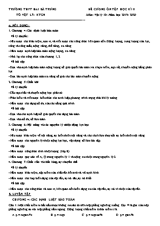 Đề cương ôn tập học kỳ II môn Vật lý Lớp 10 - Năm học 2019-2020 - Trường THPT Hai Bà Trưng