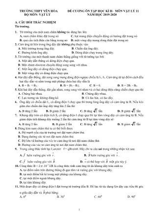 Đề cương ôn tập học kỳ II môn Vật lý Lớp 11 - Năm học 2019-2020 - Trường THPT Yên Hòa