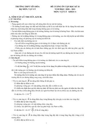Đề cương ôn tập học kỳ II môn Vật lý Lớp 11 - Năm học 2020-2021 - Trường THPT Yên Hòa