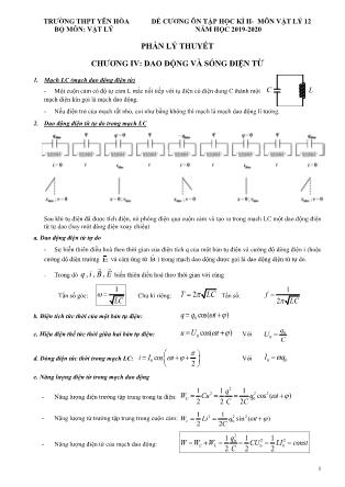 Đề cương ôn tập học kỳ II môn Vật lý Lớp 12 - Năm học 2019-2020 - Trường THPT Yên Hòa