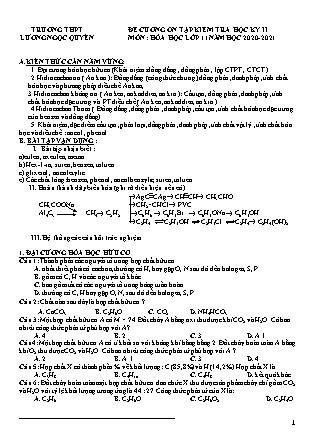 Đề cương ôn tập kiểm tra học kỳ II môn Hóa học Lớp 11 - Năm học 2020-2021 - Trường THPT Lương Ngọc Quyến