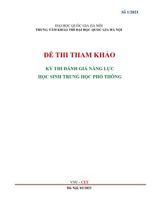 Đề thi tham khảo kỳ thi đánh giá năng lực học sinh Trung học phổ thông năm 2021