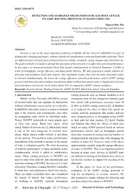 Detection and avoidance mechanism of black hole attack on AODV routing protocol in manet using NS2