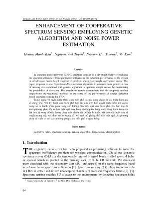 Enhancement of cooperative spectrum sensing employing genetic algorithm and noise power estimation