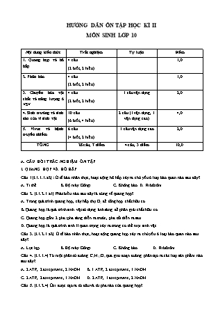 Hướng dẫn ôn tập học kỳ II môn Sinh học Lớp 10