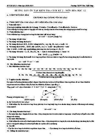 Hướng dẫn ôn tập kiểm tra cuối kỳ 2 môn Hóa học 12 - Năm học 2020-2021 - Trường THPT Tôn Thất Tùng