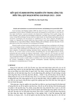 Kết quả và định hướng nghiên cứu trong công tác điều tra, quy hoạch rừng giai đoạn 2021-2030