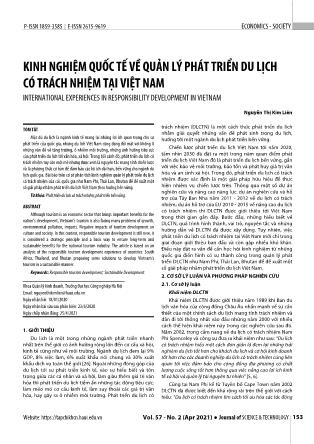 Kinh nghiệm quốc tế về quản lý phát triển du lịch có trách nhiệm tại Việt Nam