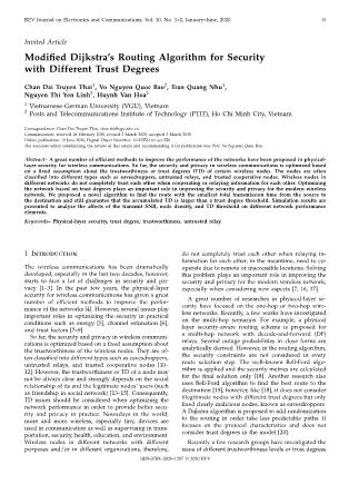 Modified dijkstra’s routing algorithm for security with different trust degrees