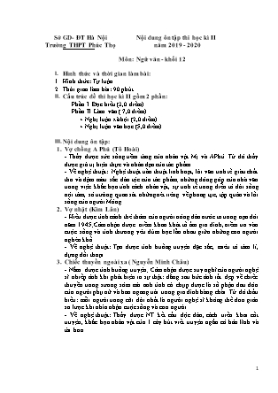 Nội dung ôn tập thi học kì II môn Ngữ văn Lớp 12 - Năm học 2019-2020 - Trường THPT Phúc Thọ