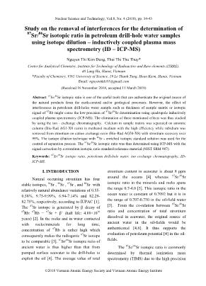 Study on the removal of interferences for the determination of ⁸⁷Sr/⁸⁶Sr isotopic ratio in petroleum drill-Hole water samples using isotope dilution – inductively coupled plasma mass spectrometry (ID-ICP-MS)