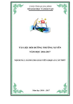 Tài liệu Bồi dưỡng thường xuyên năm học 2016-2017 - Nội dung 2: Dành cho giáo viên Giáo dục Quốc phòng & An ninh cấp THPT