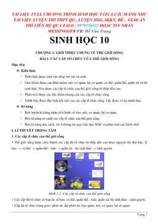 Tài liệu Luyện thi học sinh giỏi môn Sinh học Lớp 10