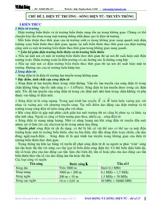 Tài liệu luyện thi THPT Quốc gia môn Vật lý - Chủ đề 2: Điện từ trường. Sóng điện từ. Truyền thông - Vũ Đình Hoàng