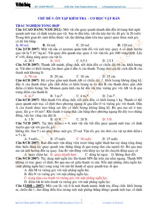 Tài liệu luyện thi THPT Quốc gia môn Vật lý - Chương 1, Chủ đề 5: Ôn tập kiểm tra. Cơ học vật rắn - Vũ Đình Hoàng