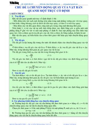Tài liệu luyện thi THPT Quốc gia môn Vật lý - Chương 1, Chủ đề 1: Chuyển động quay của vật rắn quanh một trục cố định - Vũ Đình Hoàng