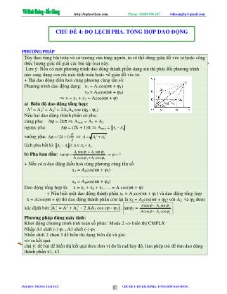 Tài liệu luyện thi THPT Quốc gia môn Vật lý - Chương 2, Chủ đề 4: Độ lệch pha. Tổng hợp dao động - Vũ Đình Hoàng