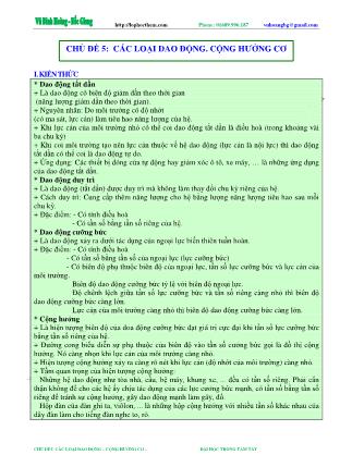 Tài liệu luyện thi THPT Quốc gia môn Vật lý - Chương 2, Chủ đề 5: Các loại dao động. Cộng hưởng cơ - Vũ Đình Hoàng