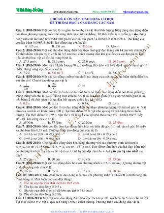 Tài liệu luyện thi THPT Quốc gia môn Vật lý - Chương 2, Chủ đề 6: Ôn tập Dao động cơ học đề thi Đại học và Cao đẳng các năm - Vũ Đình Hoàng