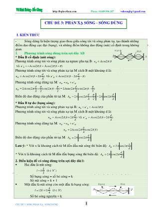 Tài liệu luyện thi THPT Quốc gia môn Vật lý - Chương 3, Chủ đề 3: Phản xạ sóng. Sóng dừng - Vũ Đình Hoàng