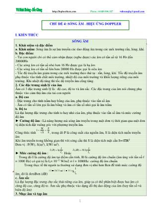 Tài liệu luyện thi THPT Quốc gia môn Vật lý - Chương 3, Chủ đề 4: Sóng âm . Hiệu ứng Doppler - Vũ Đình Hoàng