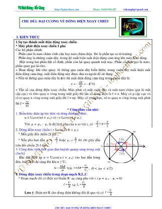 Tài liệu luyện thi THPT Quốc gia môn Vật lý - Chương 4, Chủ đề 1: Đại cương về dòng điện xoay chiều - Vũ Đình Hoàng