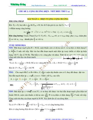 Tài liệu luyện thi THPT Quốc gia môn Vật lý - Chương 4, Chủ đề 2: Cộng hưởng điện. Viết biểu thức u, i - Vũ Đình Hoàng