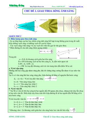 Tài liệu luyện thi THPT Quốc gia môn Vật lý - Chương 6, Chủ đề 2: Giao thoa sóng ánh sáng - Vũ Đình Hoàng