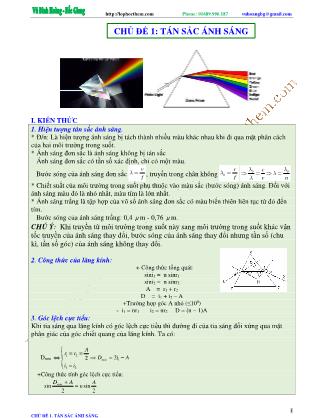 Tài liệu luyện thi THPT Quốc gia môn Vật lý - Chương 6, Chủ đề 1: Tán sắc ánh sáng - Vũ Đình Hoàng