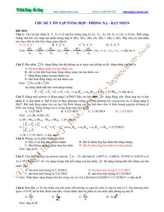 Tài liệu luyện thi THPT Quốc gia môn Vật lý - Chương 9, Chủ đề 5: Ôn tập tổng hợp Phóng xạ & hạt nhân - Vũ Đình Hoàng