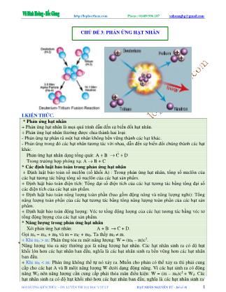 Tài liệu luyện thi THPT Quốc gia môn Vật lý - Chương 9, Chủ đề 3: Phản ứng hạt nhân - Vũ Đình Hoàng