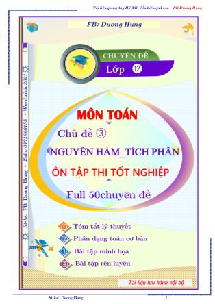 Tài liệu ôn thi THPT Quốc gia môn Toán - Chủ đề 3: Nguyên hàm & Tích phân