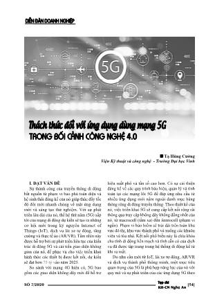 Thách thức đối với ứng dụng dùng mạng 5G trong bối cảnh công nghệ 4.0